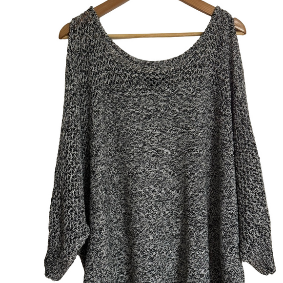 Jessica Simpson Sweaters - Jessica Simpson 3X Cold Shoulder Open Back Black Grey Plus Size Curvy Sweater